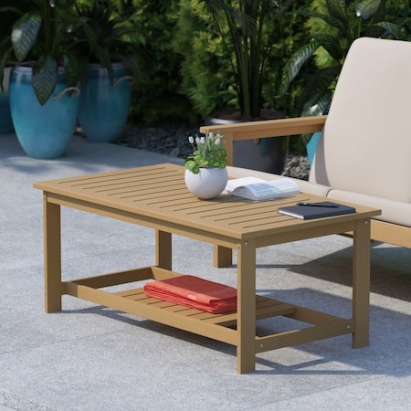 Flash Furniture Natural Cedar Poly Resin Adirondack Coffee Table JJ-T14022-BR-GG